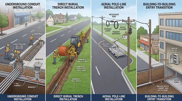 Outdoor fiber cable installation types overview Outdoor fiber cable installation types overview